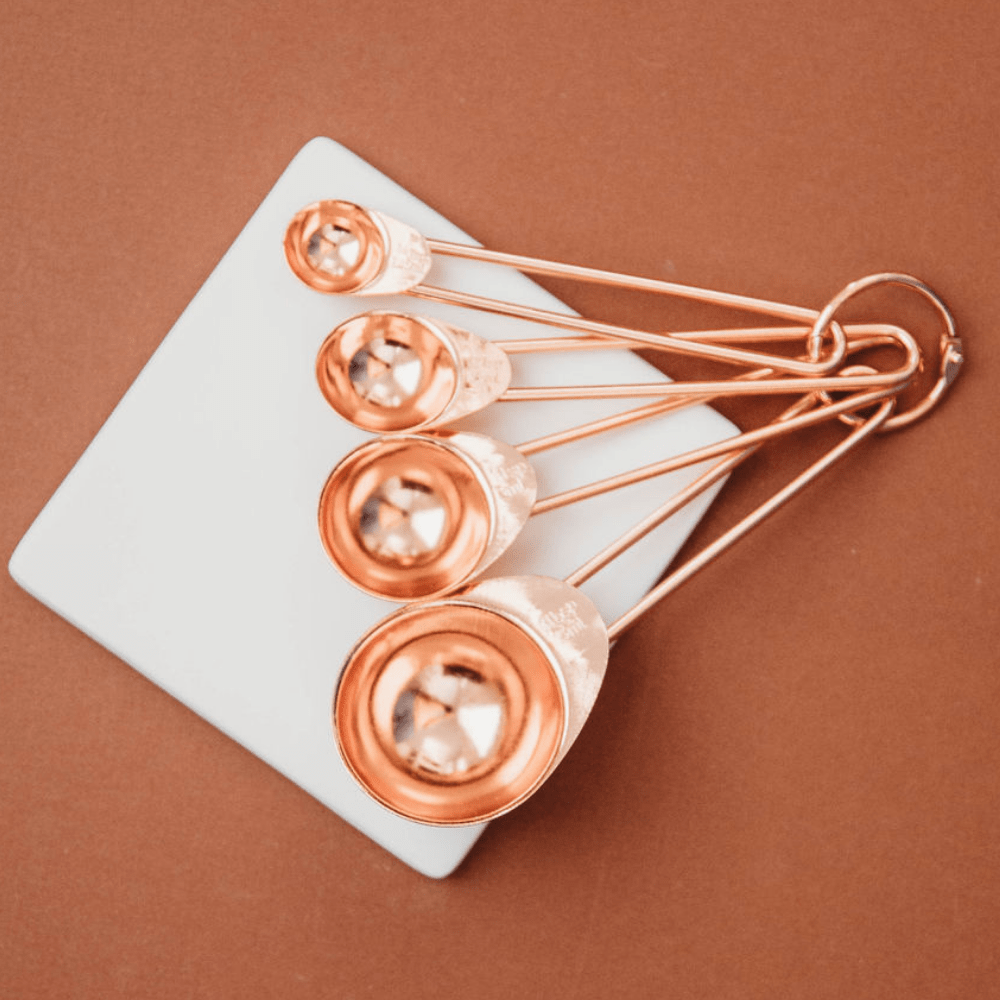 Rose Gold Stainless Steel Measuring Cups & Spoons Set (8 pcs