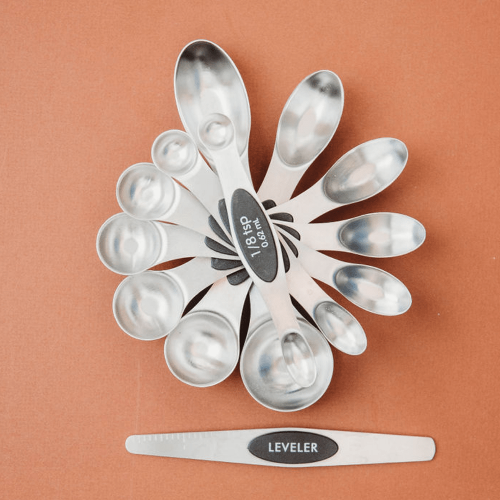 Stainless Steel Measuring Spoons Cups Set Small Tablespoon with Bonus  Leveler