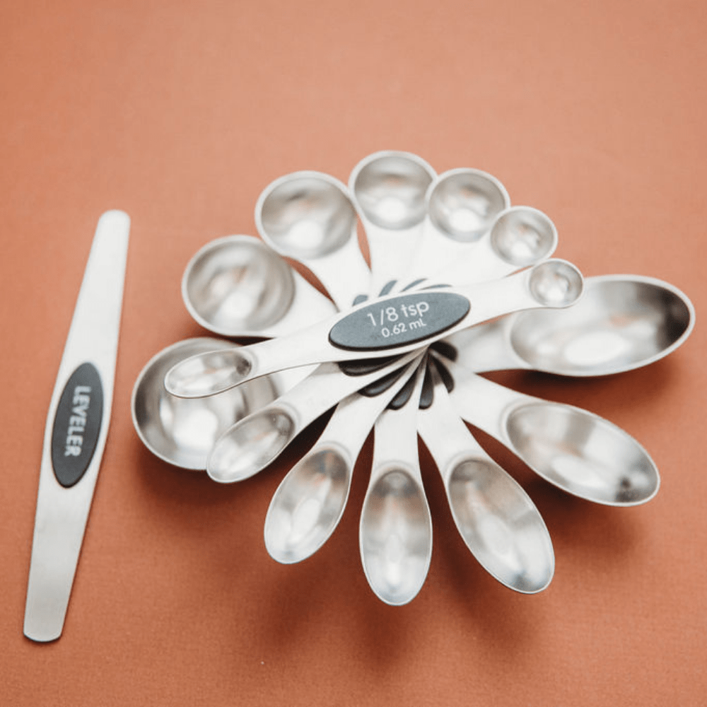 Magnetic Stainless Steel Measuring Spoons Set, 6 Metal Accurate